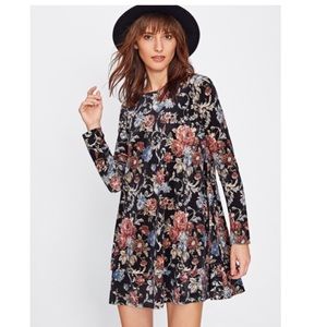 Velvet Long Sleeve Swing Dress